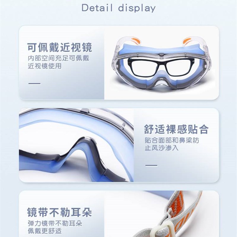 防尘眼镜工业粉尘透明全封闭护目镜防雾防飞溅防尘沙劳保护目镜