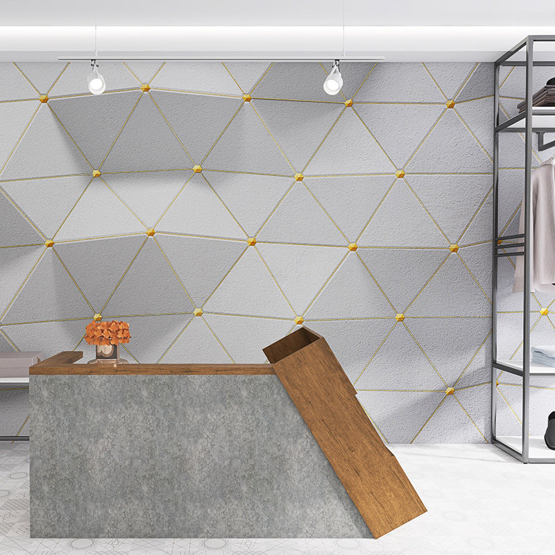 3D立体凹凸几何墙纸科技感壁纸服装店办公室前台装修拍照背景墙布