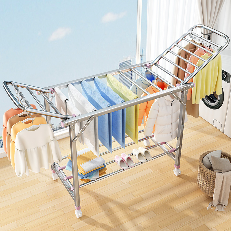 折叠晾衣架落地室内家用阳台晒衣架室外婴儿凉晒挂衣杆晒被子神器