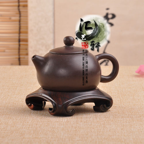 极速红木雕刻工艺品黑檀红酸枝摆件底座实木圆形紫砂茶壶香炉花瓶
