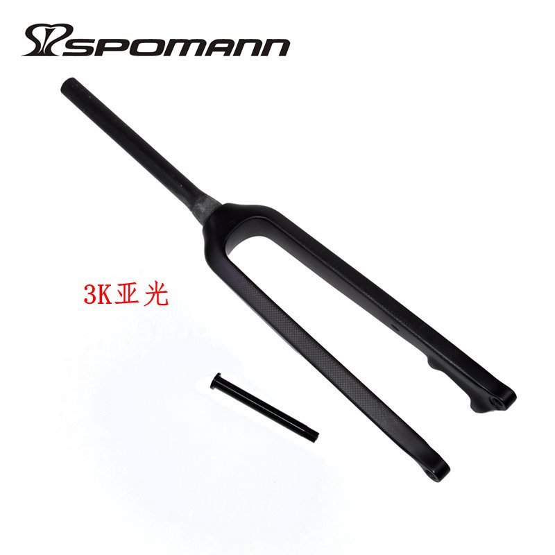 新品碳纤维前叉硬叉山地车自行车越野车非避震锥管筒轴碟刹3K纹