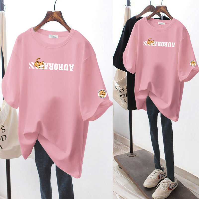 中长款包臀纯棉短袖t恤女2024夏季薄款宽松韩版半袖白色上衣ins潮