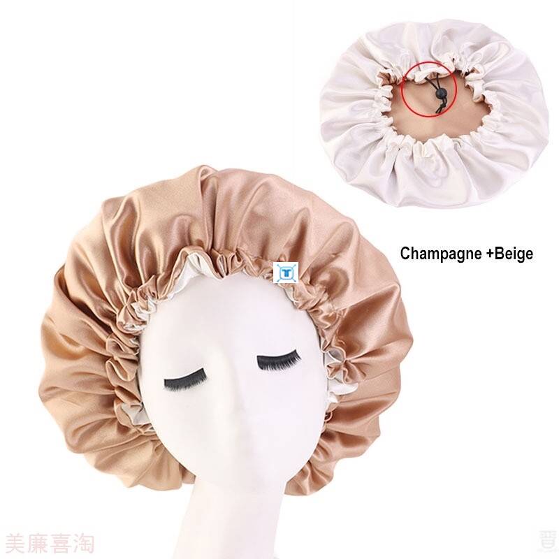 Reversible Satin Bonnet Hair Caps Double Layer Adjust Sleep