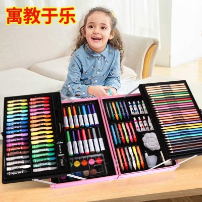 。儿童绘画画笔套装幼儿园美术学习用品礼盒女小学生水彩笔画画工