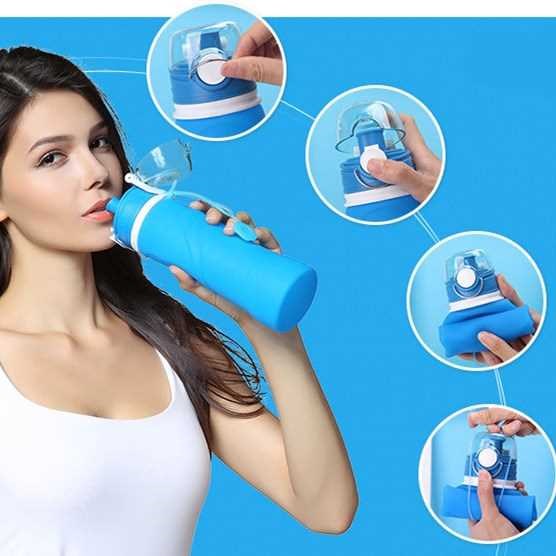 750ML Collapsible Silicone Water Bottle Silicone Folding