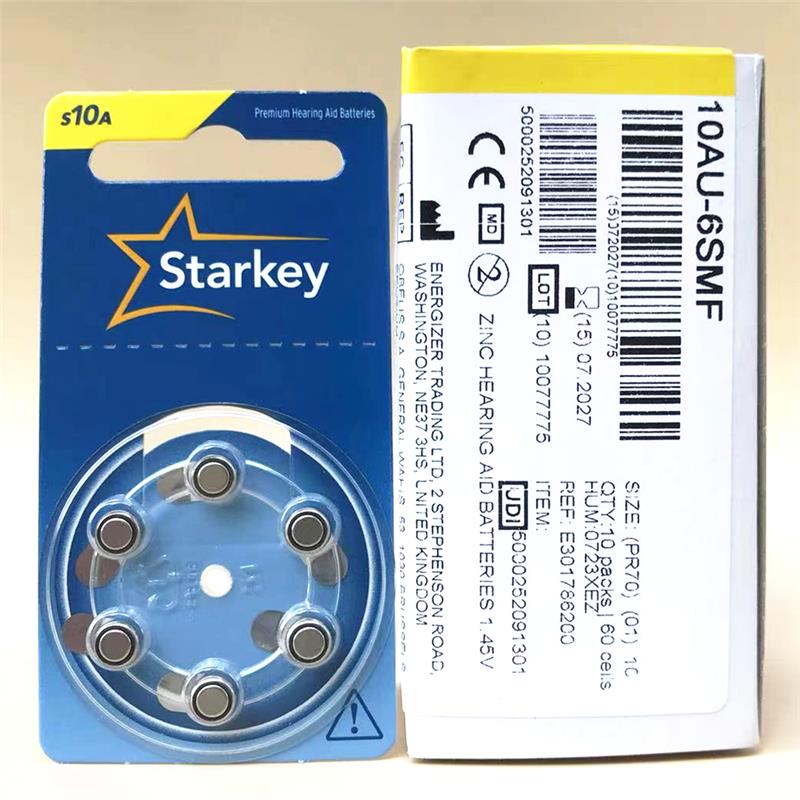 送2粒/S10A号斯达克Starkey助听器专用电池PR70 1.45V英国进口