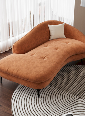 意式极简雪尼尔绒单人弧形贵妃沙发客厅阳台酒店民宿卧室贵妃躺椅