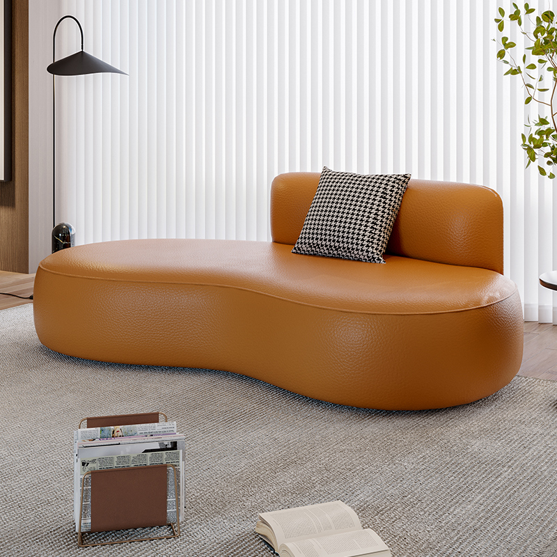 意式极简猫抓皮腰果单人贵妃沙发