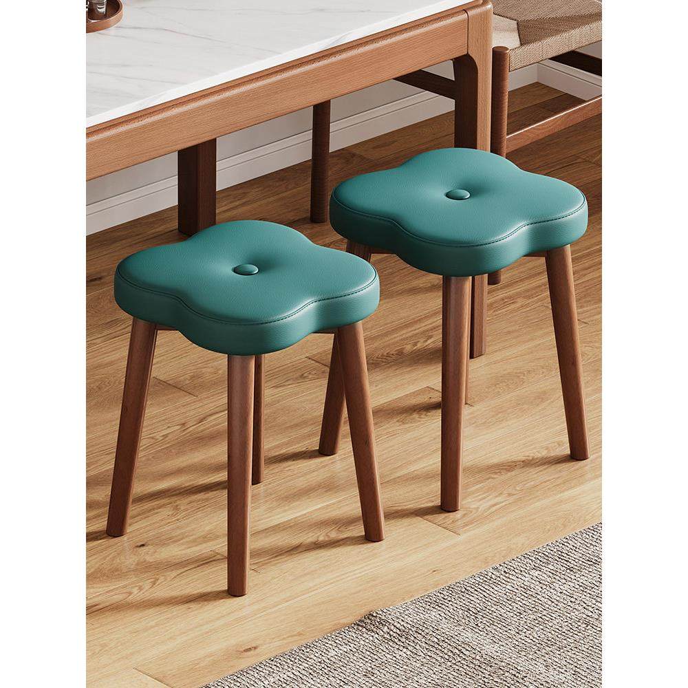 创意化妆凳实木梳妆台凳子卧室小椅子简约餐凳现代美甲高凳可叠放