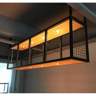 铁艺实木吊架墙上一字搁板餐厅壁挂架铁艺吊架子置物架装饰吊柜