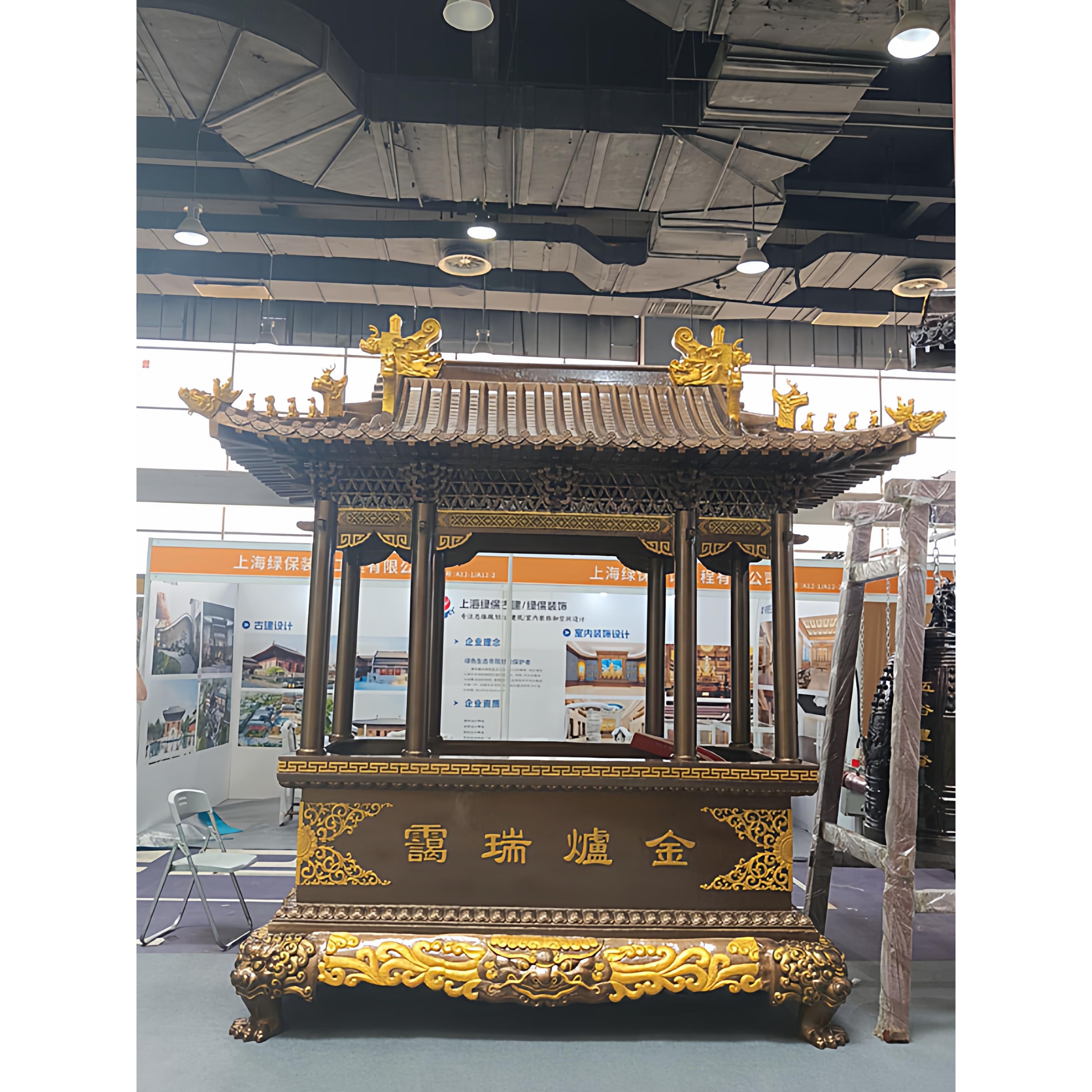 寺庙铸铁香炉大型长方形烧香炉室外祠堂八龙柱纯铜道家大殿天地炉