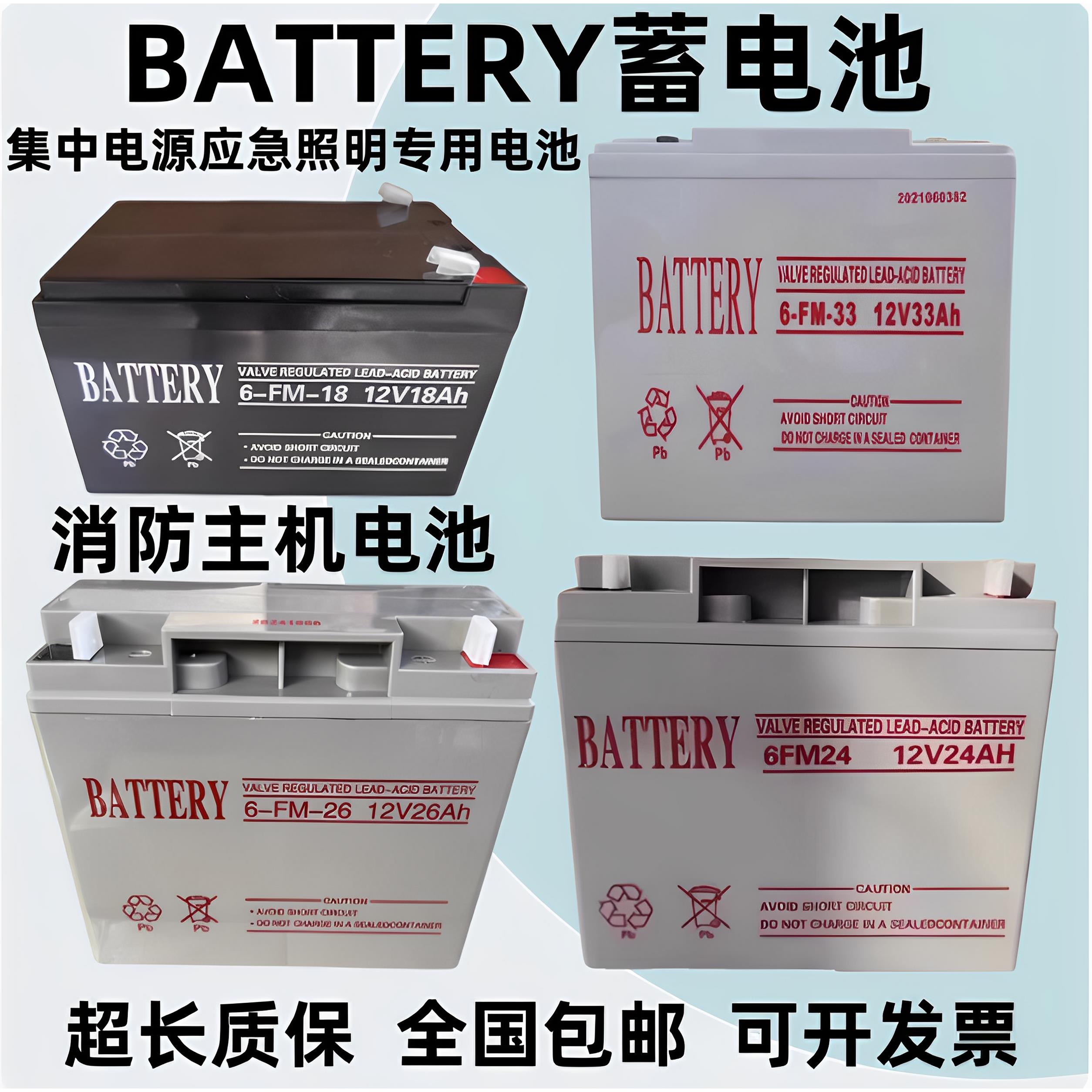 BATTERY蓄电池6FM18-12V18AH33AH48A55AH应急照明集中电源 消防用