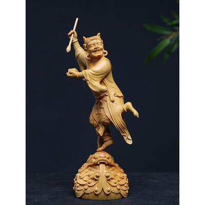 正宗小叶黄杨木雕刻基兰星点战斗雕像艺术装饰品家居装饰实木工艺