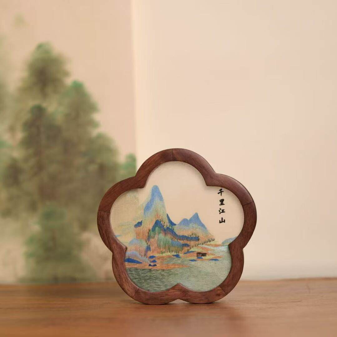 苏绣双面绣花辨形台屏摆件家居装饰礼品玄关桌面送朋友礼品