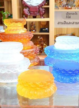 莲花荷花台底座古法琉璃水晶佛像摆件配件供奉桌平安客厅玄关装饰