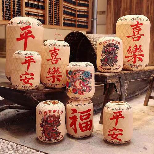 非遗民俗手工艺品复古风竹编灯笼彷古装饰灯平安喜乐门神大宫灯笼