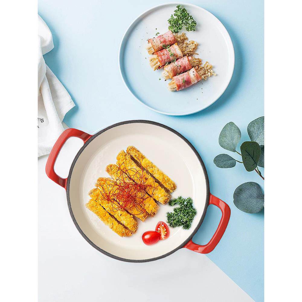 铸铁珐琅小煎锅平底锅不粘锅双耳煎蛋家用宝宝辅食锅燃气灶电磁炉