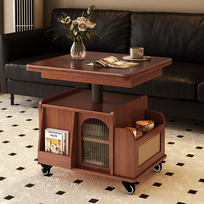 实木烤漆折叠升降茶几移动边几小推车2025新款小户型客厅沙发边柜