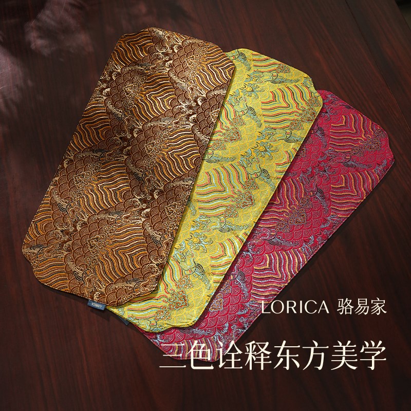 现货速发中式古典江崖纹茶席双面禅意织锦缎桌布高端茶台桌旗桌垫