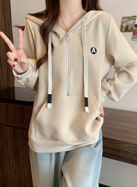 快速发货大码女连帽拉链正肩宽松显瘦红色卫衣外套胖mXm秋冬高级