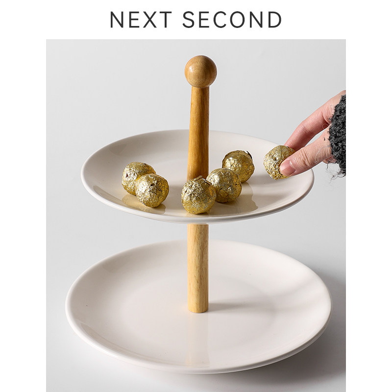 陶瓷原木果盘家用客厅茶几多层零食盘高档前台茶歇下午茶水果盘,家居饰品,果盘/果篓,淘宝优惠券,粉丝福利购,淘宝优惠卷