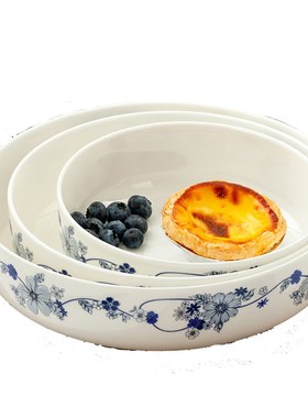 金岚玉骨瓷7英寸窝碗深菜盘直口深盘子热干面碗深窝盘蒸蛋盘