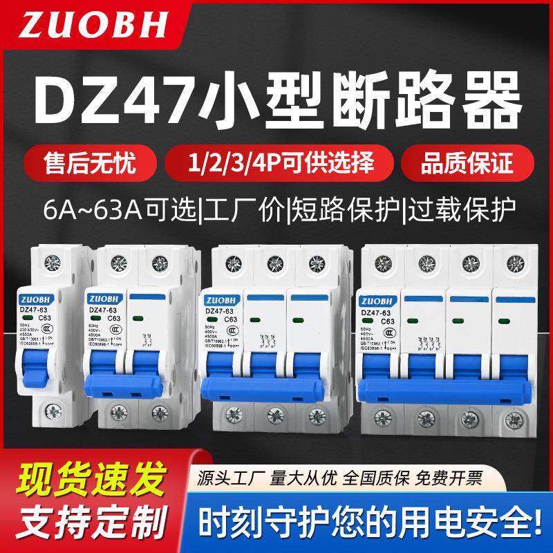 空气开关小型断路器DZ47-63电闸C45开关1P2P3P4P微型断路器16A63A