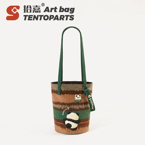 拾嘉X熊猫暖宠美拉德设计帆布包
