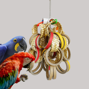 玄凤和尚牡丹金刚鹦鹉天然麦秸秆编制纸圈啃咬解闷鹦鹉玩具