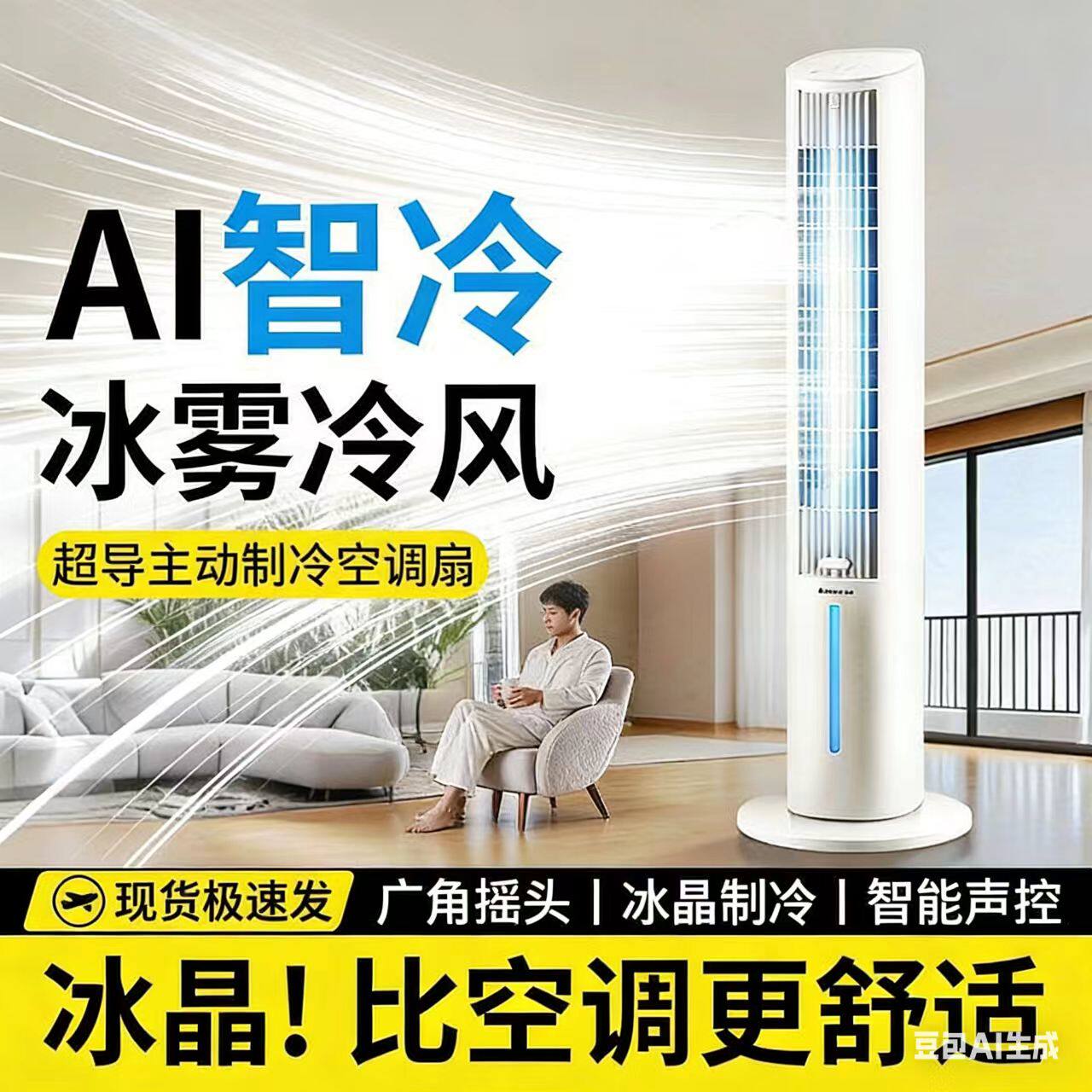 空调扇冷风扇制冷机家用移动小空调卧室水冷塔扇语音2026新款