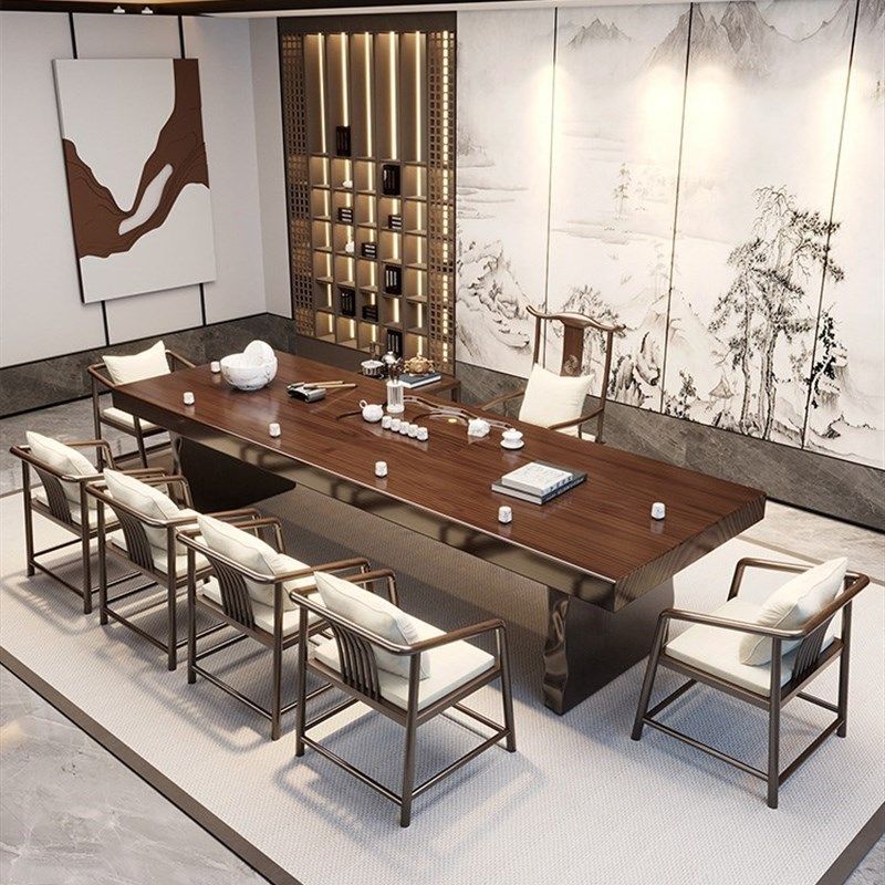 实木茶桌椅组合新中式大板茶台原木茶几客厅整套禅意办公室泡茶桌,住宅家具,茶几,淘宝优惠券,粉丝福利购,淘宝优惠卷