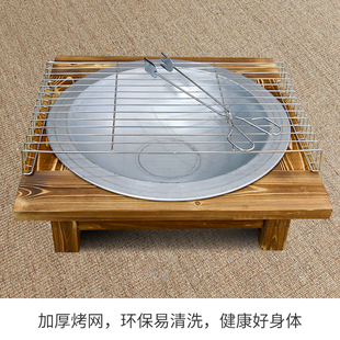 实木老式烤火盆铸铁炭火盆冬季取暖烤火炉室内家用炭盆烧烤架碳盆