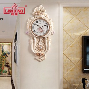 豪华大气欧式 饰静音时钟摆钟 挂钟创意复古客厅钟表家用个性 奢华装