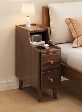 全实木床头柜简约现代小户型卧室床边柜迷你窄柜20公分夹缝置物柜