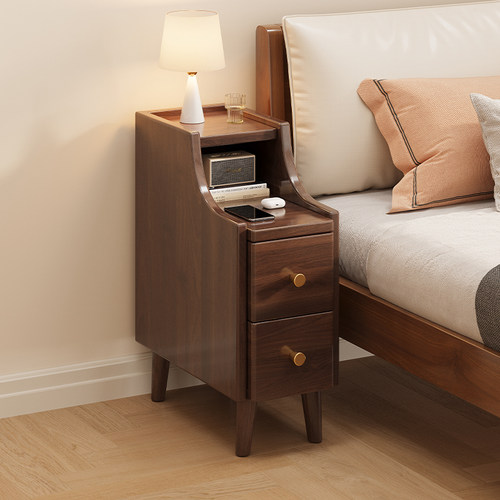 全实木床头柜简约现代小户型卧室床边柜迷你窄柜20公分夹缝置物柜