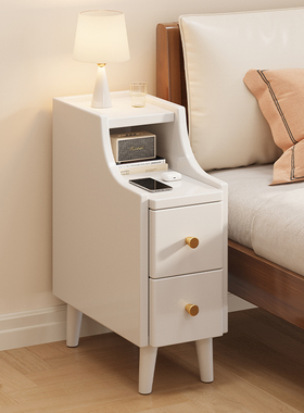 实木夹缝柜极窄床边柜小型床头柜迷你20公分30cm床头置物架床头柜