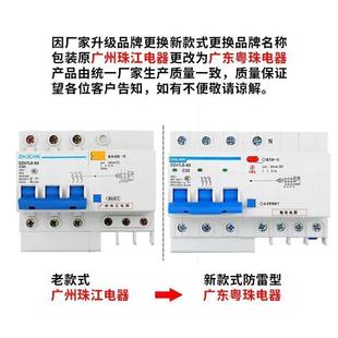 广州珠江漏电保护器2P63A32a断路器带空气开关DZ47家用220V漏保