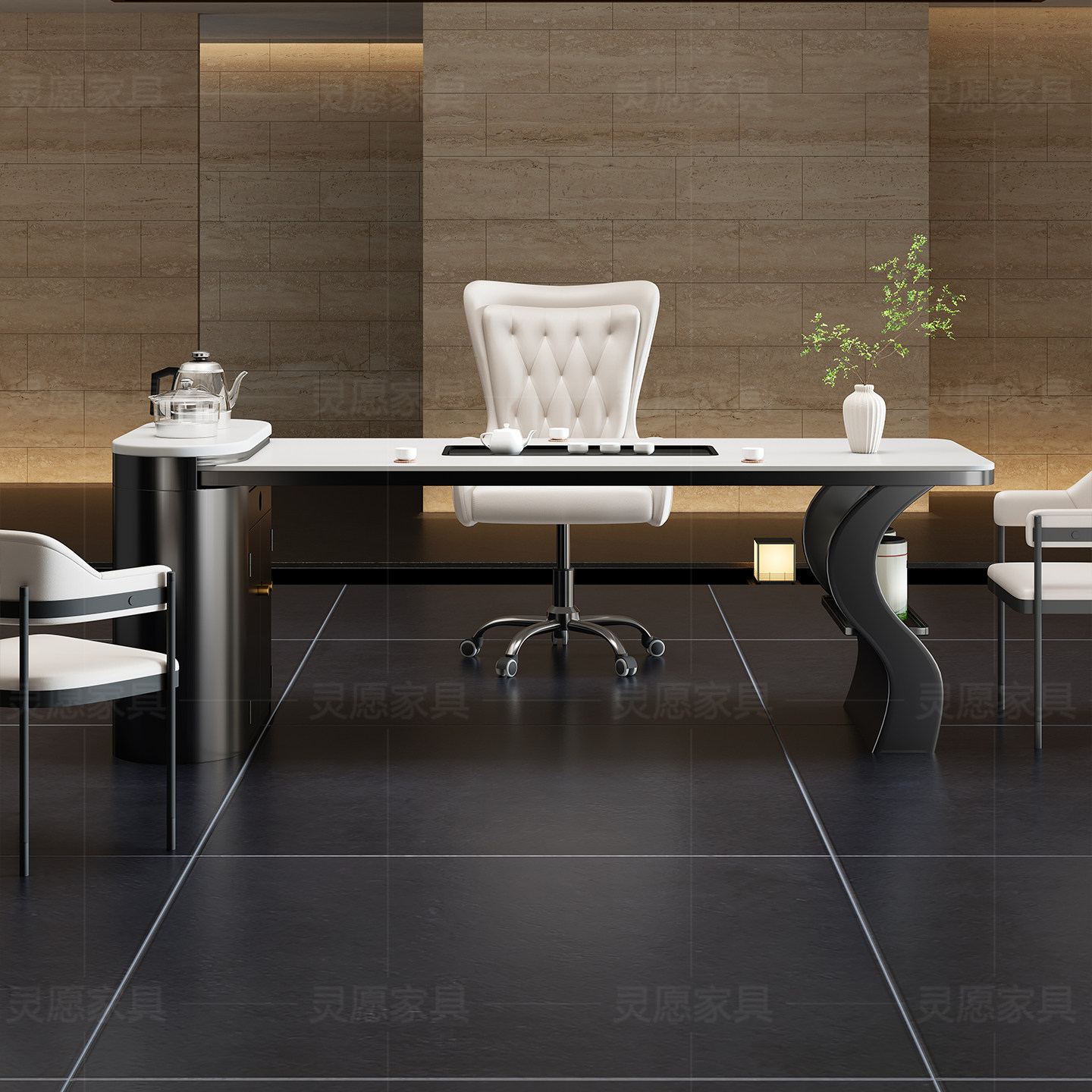 轻奢风岩板茶桌椅组合轻奢现代高端茶台办公一体洽谈接待泡茶桌,住宅家具,家用茶台/茶桌,淘宝优惠券,粉丝福利购,淘宝优惠卷