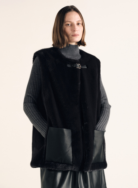 ATELIO·仿生皮草贴袋直身马甲