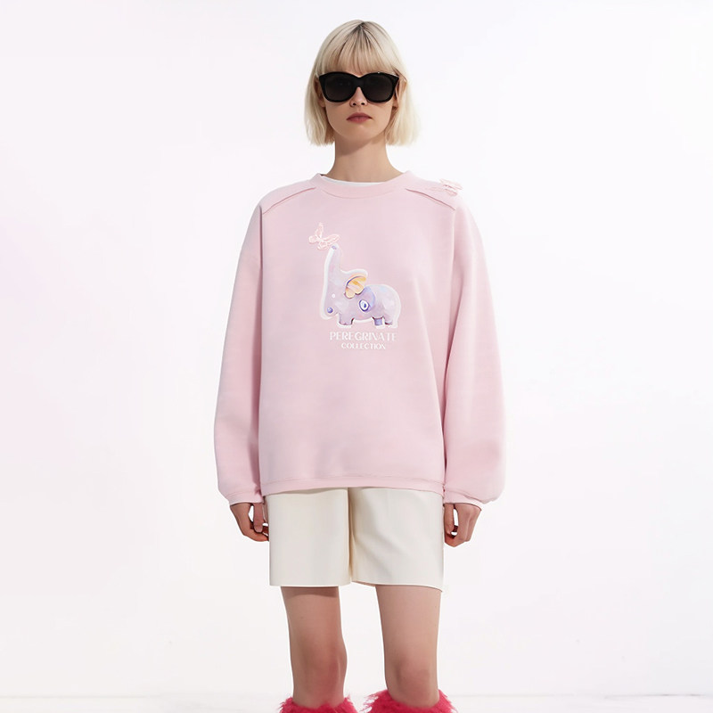 Petit Bari设计师款 小象扑碟长袖印花卫衣 女士品质卫衣