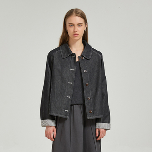 Petit 秋冬 Bari简约撞色明线翻领廓型风衣外套女