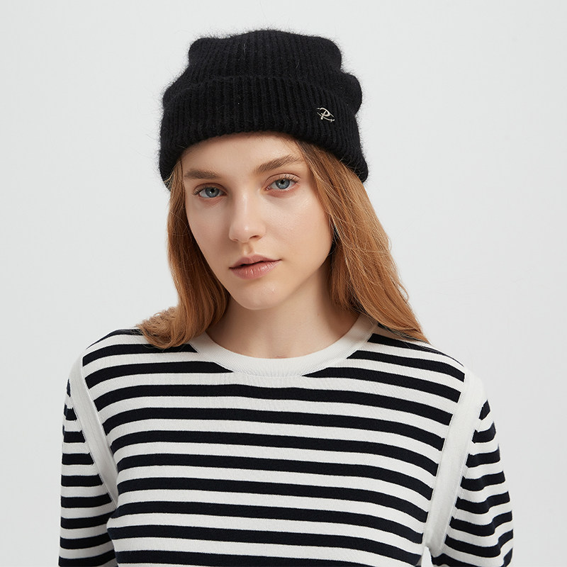 Petit Bari 简约时尚羊毛兔毛针织帽冷帽 百搭黑色秋冬保暖显脸小,服饰配件/皮带/帽子/围巾,帽子,淘宝优惠券,粉丝福利购,淘宝优惠卷