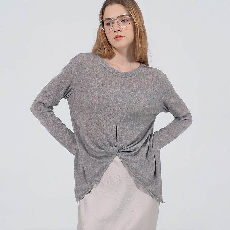 PB前后两穿韩系慵懒风扭结上衣