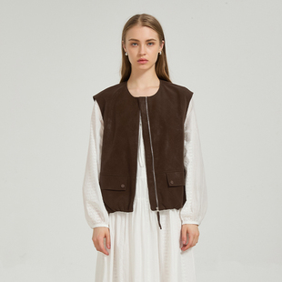 马甲 无袖 Petit Bari复古时髦立体剪裁花苞廓型马甲夹克女