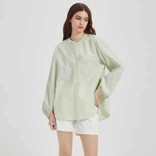 女 Petit 衬衫 泡泡袖 纯棉亲肤透气显瘦上衣 Bari春夏薄荷曼波法式