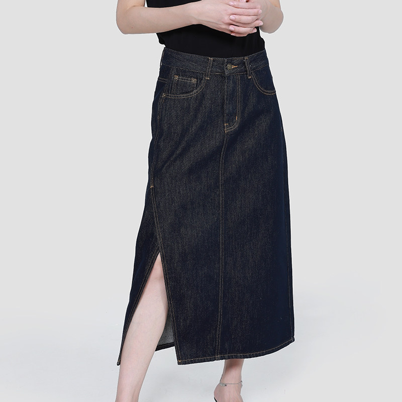 Petit Bari开叉牛仔半身裙 高腰中长显瘦通勤松弛感 显腿长不束缚,女装/女士精品,半身裙,淘宝优惠券,粉丝福利购,淘宝优惠卷