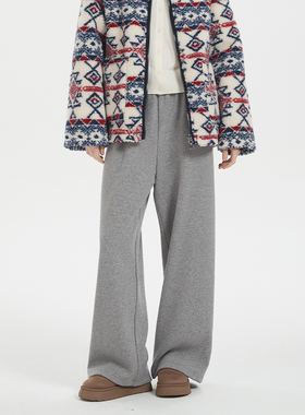 Petit Bari高腰抽绳软糯加绒休闲长裤 自然垂坠 修饰腿型显腿长女