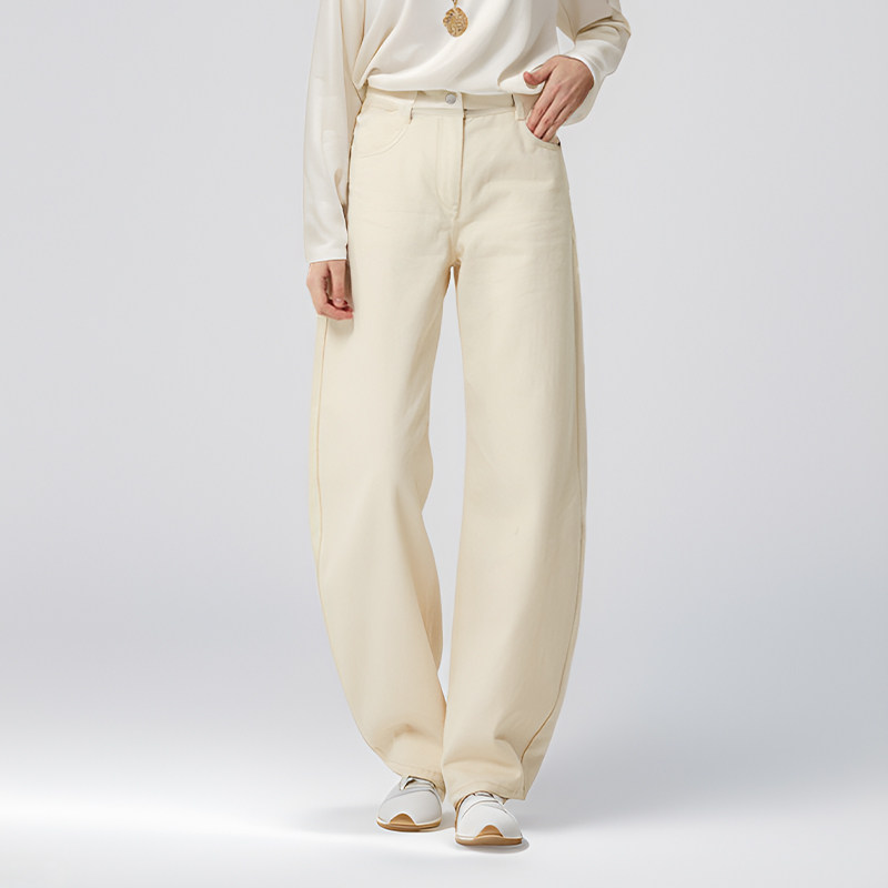 Petit Bari棉麻粘纤香蕉裤女 宽松显瘦直筒垂感复古百搭休