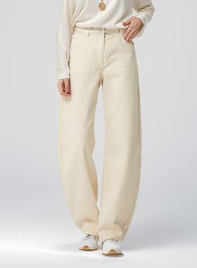 Petit Bari棉麻粘纤香蕉裤女 宽松显瘦直筒垂感复古百搭休闲长裤