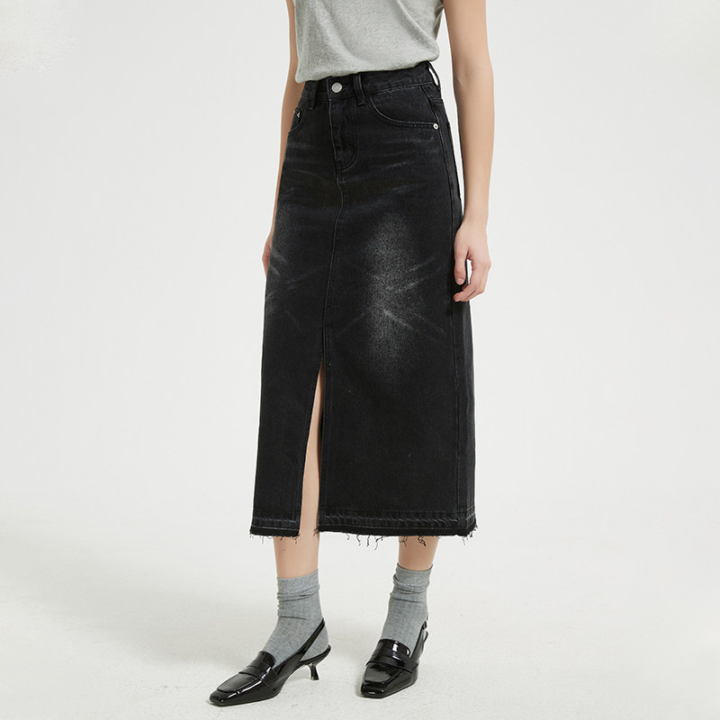 Petit Bari水洗开衩牛仔中长半裙女 直筒裙显瘦又吸睛,女装/女士精品,半身裙,淘宝优惠券,粉丝福利购,淘宝优惠卷